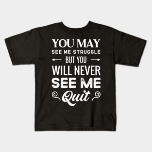 Motivational sport quote simple font Black & White Inspirational design Kids T-Shirt